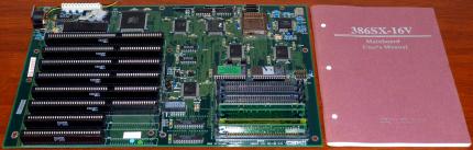386SX 16V Mainboard Intel i386 16MHz CPU sSpec: SX116, inkl. 4MB SIMM RAM, VIA SL9030, Phoenix Bios, Batterie Umbau, User Manual Handbuch 1990