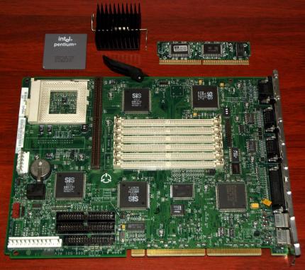 HP Vectra 5/100 Mainboard, Intel Pentium 100MHz CPU, VGA on-Board, SIS 6205, SIS 5511, Cache-Modul Hewlett-Packard, 1996