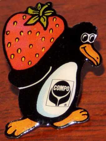 Compo Strawberry/Erdbeere Penguin Tux Ansteckpin
