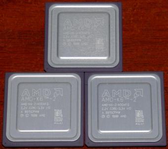 3x AMD K6-2 400MHz CPUs 400AFQ 2.2V Core 3.3V I/O Malay 1998