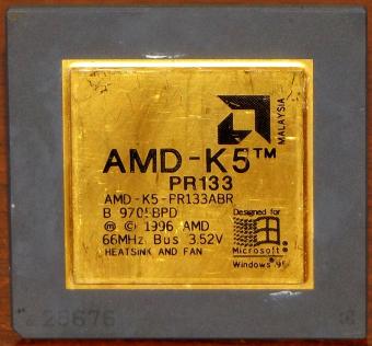 AMD K5 PR133 CPU PR133ABR 133MHz Bus 66MHz 3.52V Designed for Windows 95 Malaysia 1996