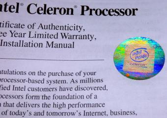 Intel Celeron Processor - Certificate of Authenticity inklusive Intel Hologram