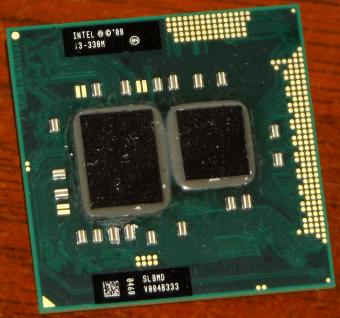 Intel Core i3 Mobile CPU i3-330M sSpec: SLBMD (Arrandale) 3MB Cache 2x2.13GHz 32nm Nehalem (Westmere) rPGA988 Sockel-G1 (382 Mio. Transistors CPU-DIE) HD-Graphics GPU (177 Mio. Transistors GPU-DIE) 2010