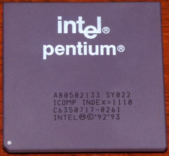 Intel Pentium 133MHz CPU A80502133 sSpec: SY022/SSS i133 Icomp-Index=1110 1993