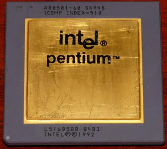 Intel Pentium 60MHz CPU A80501-60 sSpec: SX948 Icomp-Index=510 Malay 1992