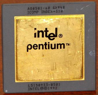 Intel Pentium 60MHz CPU Goldcap A80501-60 sSpec: SX948 Icomp-Index=510 Malay 1992