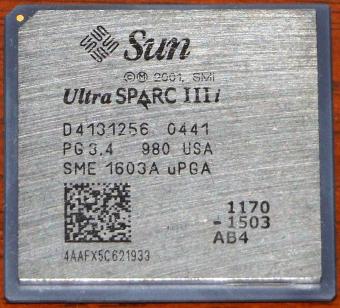 Sun UltraSPARC IIIi 1503MHz CPU SME 1603 uPGA PG 3.4 980 USA 2001
