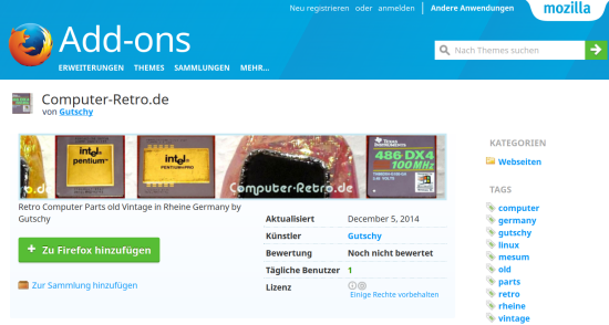 Computer-Retro.de Theme Add-ons für Firefox