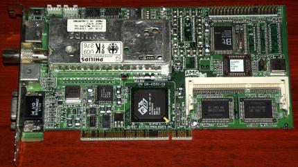 ATI All-in-Wonder Pro 8MB TV Tuner VGA Karte, 3D Rage Pro, PN: 109-41500-00, AIW Philips Tuner, Bt829 BZT PCI, 1997