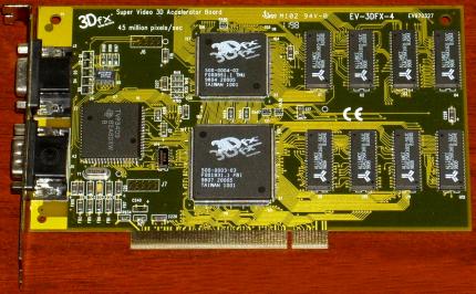 Typhoon 3D Max Super Video 3D Accelerator Board EV-3DFX-4 3Dfx 45 million Pixels/Sec Voodoo1 4MB PCI 1998