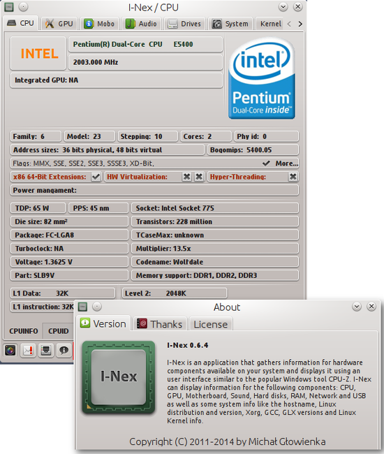 I-Nex System information tool