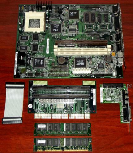 AST Research Inc./Samsung Mainboard Advantage 210 mit RAM, Sockel-7, Intel SB82437VX PCIset, SMC FDC37C935, S3 Trio64V+ Grafik, Crystal CS4237B Sound, Award Bios 1995