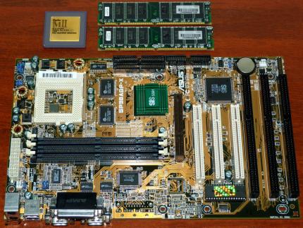 Asus SP98AGP-X Rev. 1.02 Mainboard, Cyrix MII 6x86MX PR300 CPU Canada, 256MB Compaq SDRAM, SiS 5591 & 5595 1MB Cache, Award Bios 1998