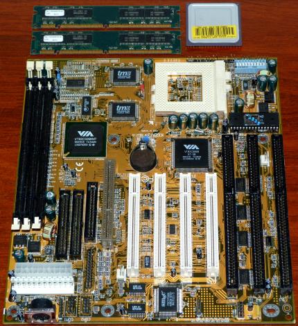 DFI K6BV3+ Rev. A Mainboard, AMD K6-2 350MHz 3DNow CPU, 128MB SEC SDRAM, VIA MVP3 VT82C598MVP, 1MB Cache Super-Socket 7 AT/ATX/AGP, Award Bios 1999