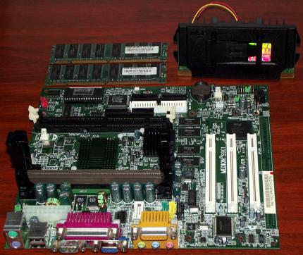 Medion 9901 (MSI 6190) mit Intel Pentium III 500MHz CPU, 512MB SD-RAM, Nvidia 32MB Riva TNT2 M64 Grafikkarte & Soundblaster 128 (Creative ES1373) on-Board, i440ZX, Award Bios 1998