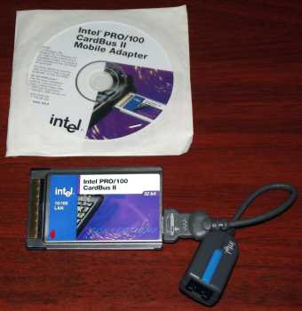 Intel Pro 100 CardBus II Mobile Adapter 10/100Mbit LAN 32bit mit Treiber CD