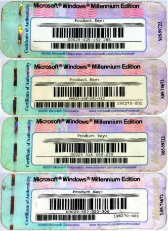 4x Windows Millenium Edition Keys ohne CD 2000