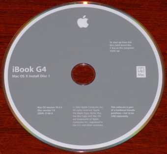 Apple iBook G4 Mac OS X Install Disk Version 10.3.5 PN: 2Z691-5148-A 2001