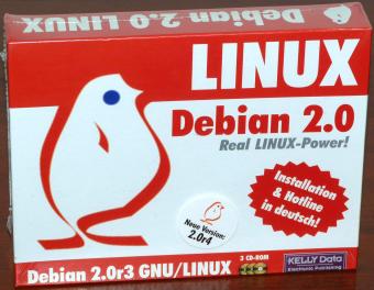 Debian Linux 2.0 (Hamm) mit KDE 1.0 & Gnome 0.30 auf 3CDs von Kelly Data NEU/OVP 1998