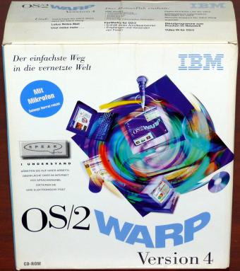 IBM OS/2 Warp Version 4 mit VoiceType Mikrofon, BonsPak, FaxWorks & Lotus Notes Mail, 4CDs PN: 65H0737 OVP 1996