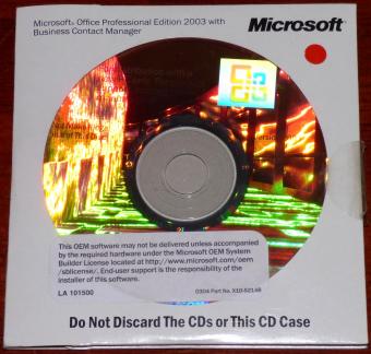 Microsoft Office Professional Edition 2003 with Business Contact Manager OEM Hologramm CDs Part-No: X10-52148 inkl. COA & Product-Key