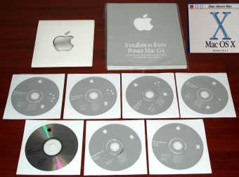 Power Mac G4 Software, Mac OS X Version 10. 2.1 (2 Install CDs), 1 CD Hardware Test, 4 CDs Software Restore Mac OS 9.2.2 und OS X, Apple 2002