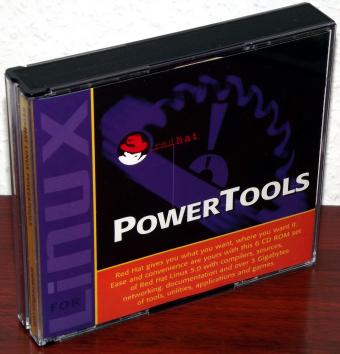 RedHat 5.0 mit Kernel 2.0.32 PowerTools Linux auf 6 CDs 1997
