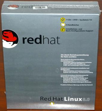 RedHat Linux 8.0 Professional (Psyche) 7 CDs, 1DVD & SysAdmin-CD, 4 Handbücher Neu/OVP 2002