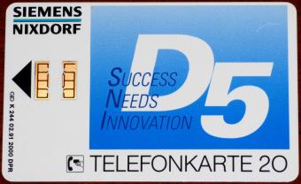 Siemens Nixdorf D5 (Division 5 Public Sector / Special Marketing Systems München) Success Needs Innovation Telefonkarte 20 02.91 Auflage 2000 DPR