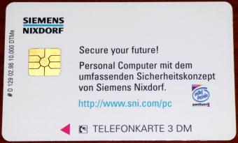 Siemens Nixdorf Secure your future Sicherheitskonzept Top Secret Pentium-II 3DM Telefonkarte Auflage: 10.000 DTMe 1998