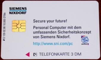 Siemens Nixdorf Secure your future Sicherheitskonzept Top Secret 3DM Telefonkarte Auflage: 10.000 DTMe 1998