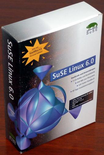 SuSE Linux 6.0 Kernel 2.0.36, Gimp 1.0, Netscape Communicator 4.5, XFree86 3.3.3, 530 Seiten Handbuch, 5 CD-ROMs OVP
