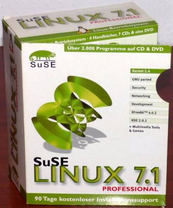 SuSE Linux 7.1 Professional Kernel 2.4 KDE 2.01 4 Handbücher 6 CDs & 1 DVD in OVP