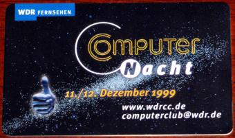 WDR Fernsehen Computer Nacht 11./12. Dezember 1999 Computerclub Telefonkarte eurochip 6 DM Deutsche Telekom