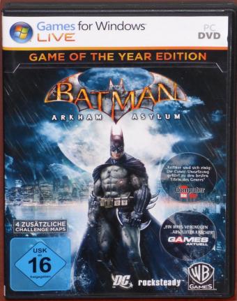 Batman Arkham Asylum - Game of the Year Edition PC-DVD inkl. 4 zusätzliche Challenge-Maps Rocksteady/WB Games 2011