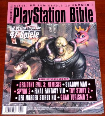 PlayStation Bible Nr. 9 Die besten Tips für 47 Spiele - Komplettlösungen für Resident Evil 3 Nemesis, Shadow Man, Spyro 2, Final Fantasy VIII, Toy Story 2, Der Morgen stirbt nie, Gran Turismo 2, Cyber-Press Publishing Zeitschrift Mai/Juni 2000