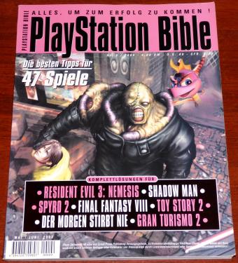 PlayStation Bible Nr. 9 Die besten Tips für 47 Spiele - Komplettlösungen für Resident Evil 3 Nemesis, Shadow Man, Spyro 2, Final Fantasy VIII, Toy Story 2, Der Morgen stirbt nie, Gran Turismo 2, Cyber-Press Publishing Zeitschrift Mai/Juni 2000