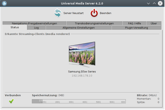 Universal Media Server is a DLNA-compliant UPnP Media Server.