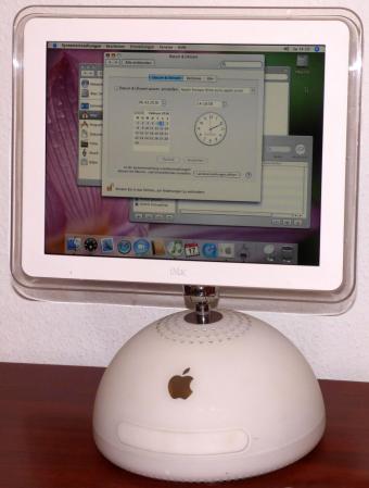 Apple iMac G4 (Lampe) 800MHz PowerPC G4 CPU, 768MB SDRAM, Maxtor 4D060H3 IDE 60GB HDD, Pioneer DVD-RW DVR-104, nVIDIA GeForce2-MX 32MB Grafikkarte, Soundkarte & Modem, Boot-ROM 4.3.5f1