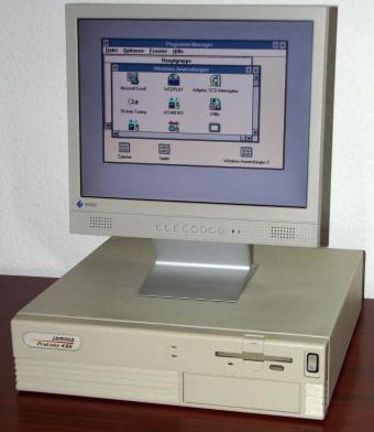 Compaq ProLinea 4/66 PC mit Intel 486-DX2 66MHz CPU, 8MB RAM, 240MB Conner CP30251 HDD, Tseng Labs ET4000/W32 on-Board & Trident TVGA 512kb ISA Grafikkarte, Adaptec AVA-1515 SCSI-Controller, 1993